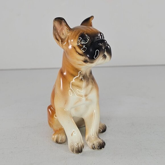 Vintage Lefton Boxer Dog Figurine Collectible Sitting Ceramic - Picture 3 of 8